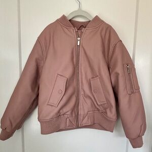 Kids-Faux Leather Bomber Jacket